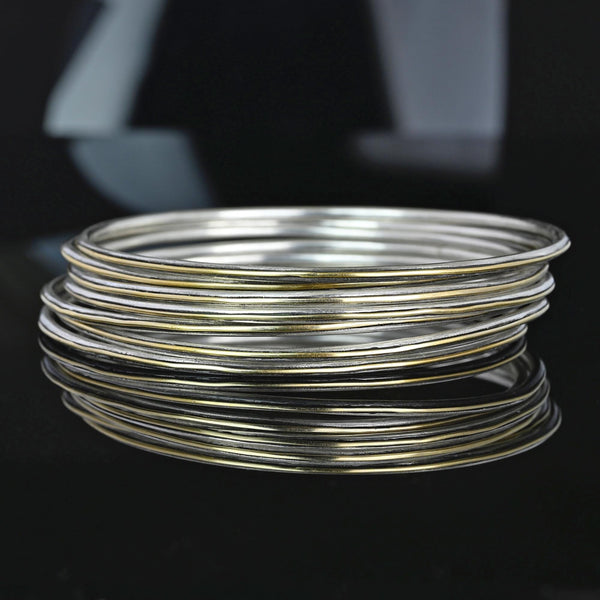Vintage Sterling Silver and 14K Gold Bangle Bracelets Set of 7