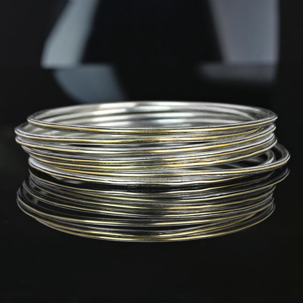 Vintage Sterling Silver and 14K Gold Bangle Bracelets Set of 7