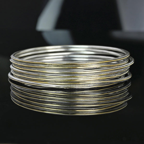 Vintage Sterling Silver and 14K Gold Bangle Bracelets Set of 7