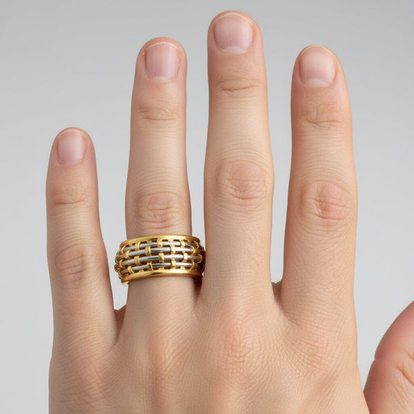 Vintage Cartier Or et Acier 18K Gold Steel Band Ring