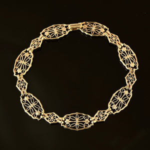 Charming Floral Solid 10K Gold Filigree Bracelet - Boylerpf