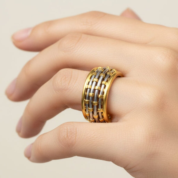 Vintage Cartier Or et Acier 18K Gold Steel Band Ring
