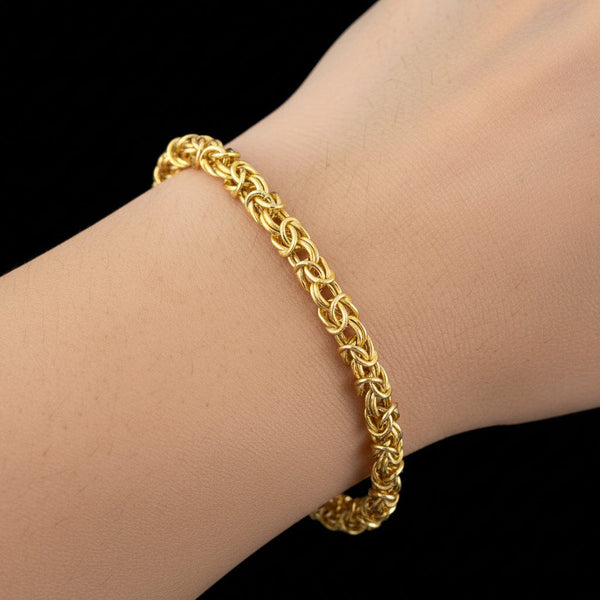 Vintage Italian Byzantine Bracelet 9K Solid Gold Chain - Boylerpf