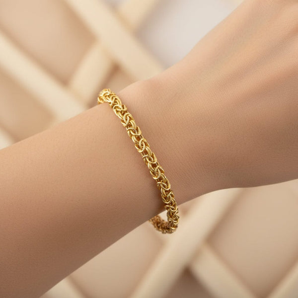Vintage Italian Byzantine Bracelet 9K Solid Gold Chain - Boylerpf