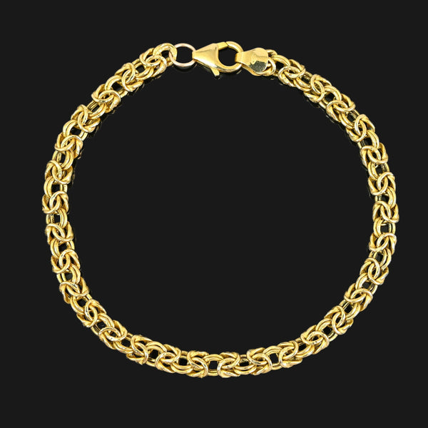 Vintage Italian Byzantine Bracelet 9K Solid Gold Chain - Boylerpf