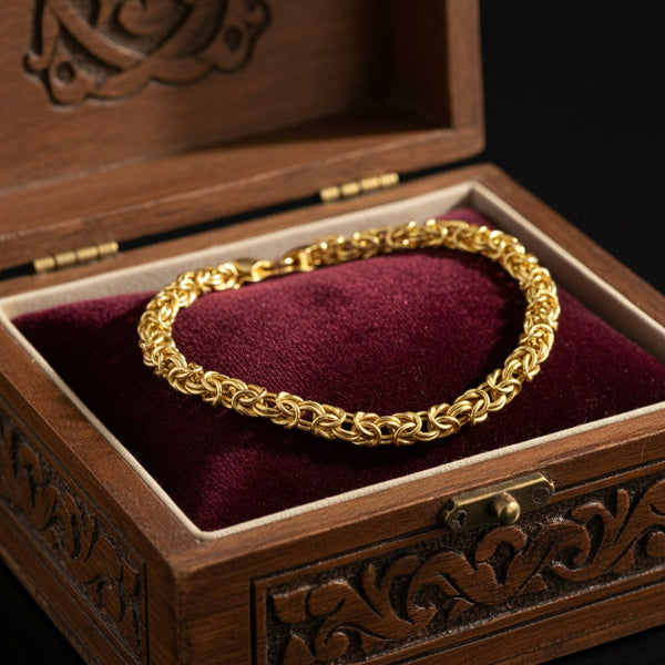 Vintage Italian Byzantine Bracelet 9K Solid Gold Chain - Boylerpf