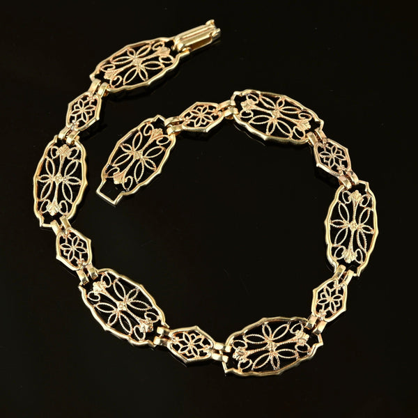 Charming Floral Solid 10K Gold Filigree Bracelet - Boylerpf