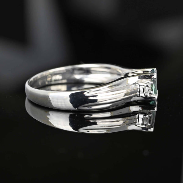 Diamond Natural Alexandrite Chrysoberyl Ring in 14K White Gold - Boylerpf