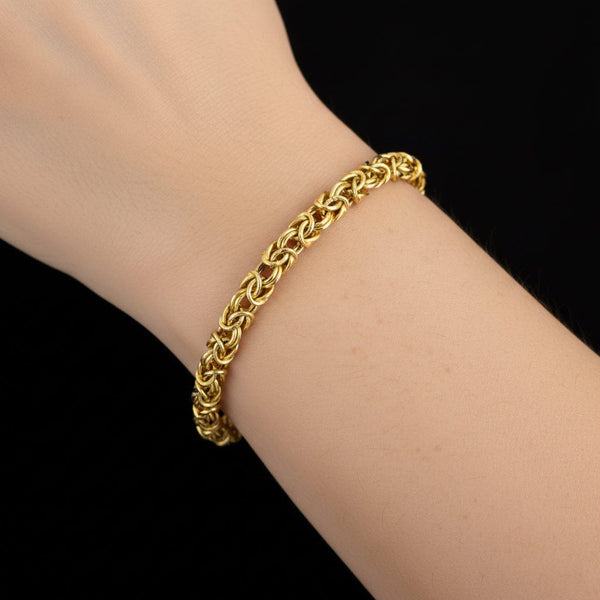 Vintage Italian Byzantine Bracelet 9K Solid Gold Chain - Boylerpf