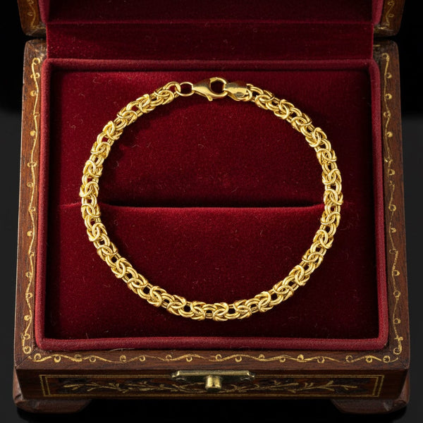 Vintage Italian Byzantine Bracelet 9K Solid Gold Chain - Boylerpf