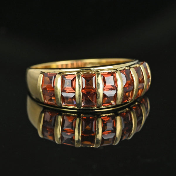 Wide 10K Gold Double Row Rhodolite Garnet Ring Band - Boylerpf