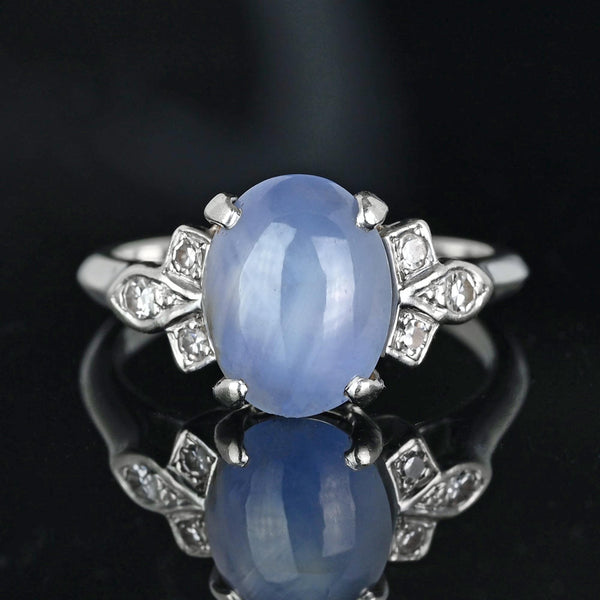Art Deco Diamond Natural Star Sapphire Ring - Boylerpf