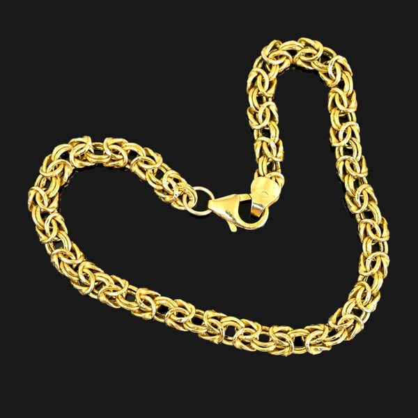 Vintage Italian Byzantine Bracelet 9K Solid Gold Chain - Boylerpf