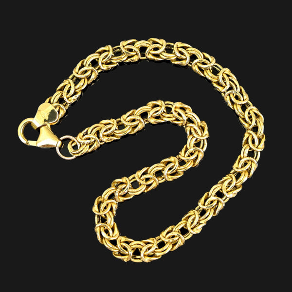 Vintage Italian Byzantine Bracelet 9K Solid Gold Chain - Boylerpf