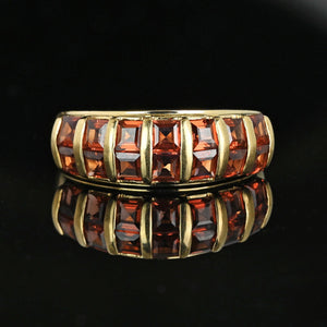 Wide 10K Gold Double Row Rhodolite Garnet Ring Band - Boylerpf