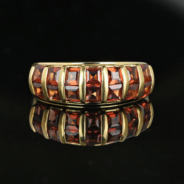 Wide 10K Gold Double Row Rhodolite Garnet Ring Band - Boylerpf