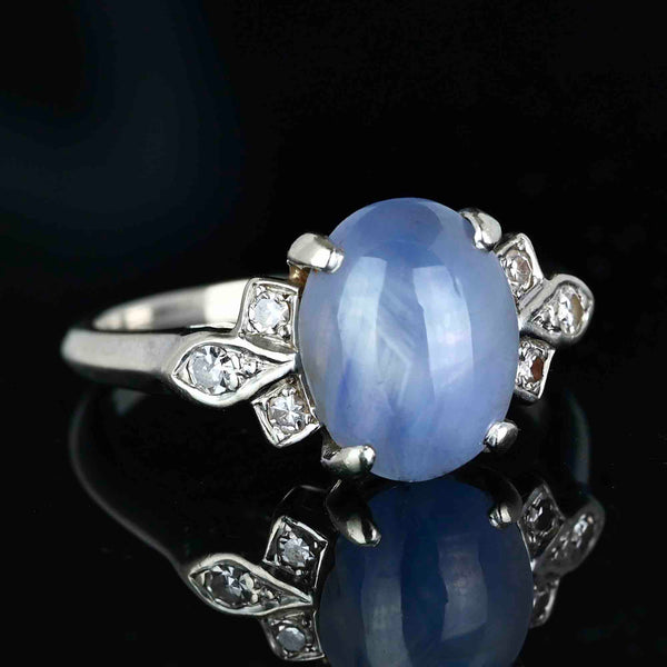Art Deco Diamond Natural Star Sapphire Ring - Boylerpf