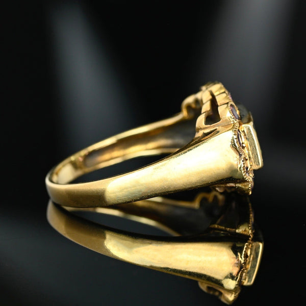 DEPOSIT Antique 14K Gold Peridot & Amethyst Halo Ring