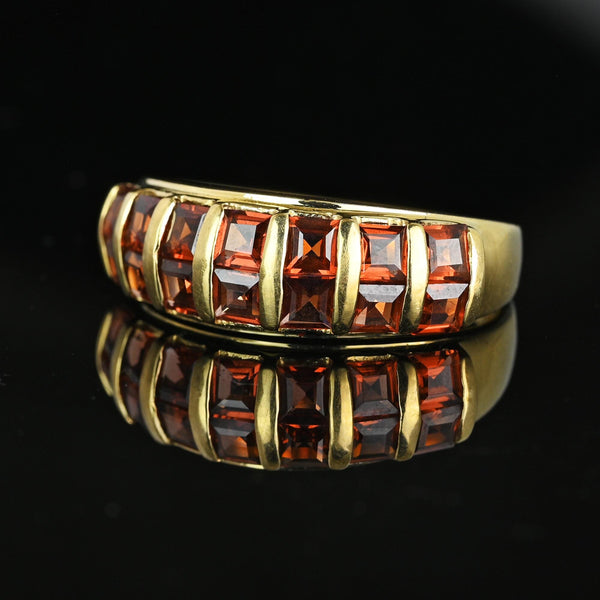 Wide 10K Gold Double Row Rhodolite Garnet Ring Band - Boylerpf