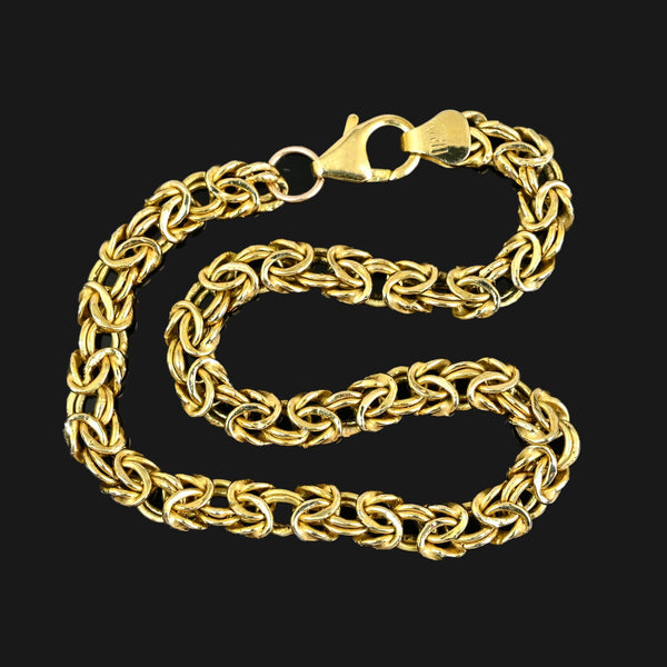 Vintage Italian Byzantine Bracelet 9K Solid Gold Chain - Boylerpf