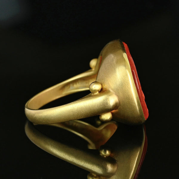 Vintage 14K Gold Venetian Glass Intaglio Signet Ring