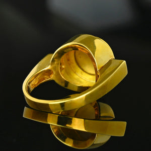 Vintage 18K Gold Man in Moon Carved Moonstone Ring - Boylerpf