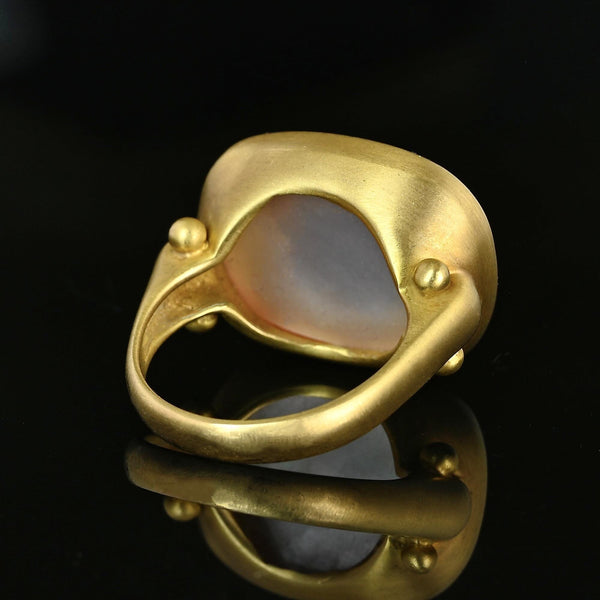 Vintage 14K Gold Venetian Glass Intaglio Signet Ring