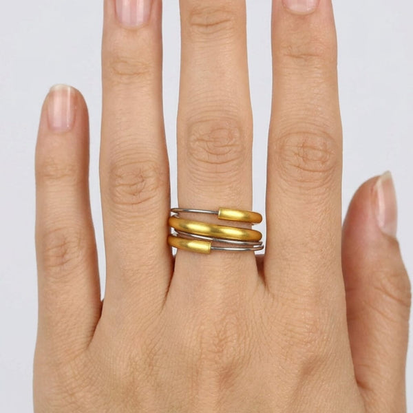 Vintage 18K Yellow and White Gold Spiral Ring Band