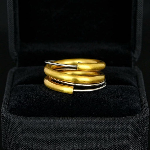 Vintage 18K Yellow and White Gold Spiral Ring Band