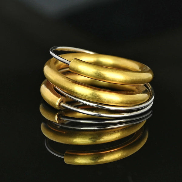 Vintage 18K Yellow and White Gold Spiral Ring Band