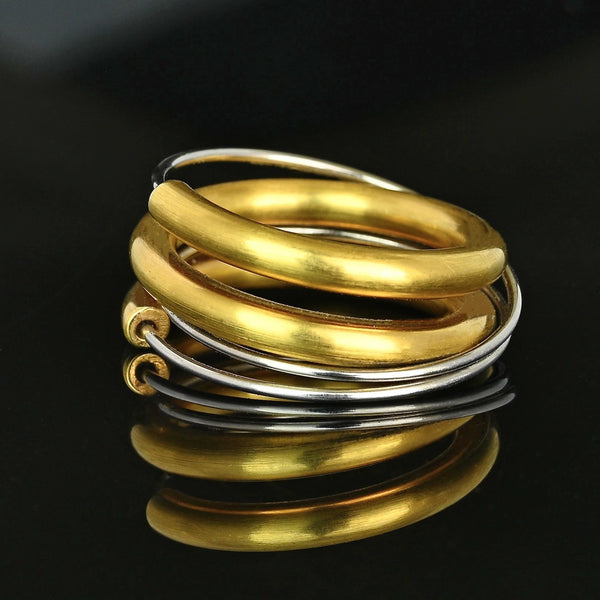 Vintage 18K Yellow and White Gold Spiral Ring Band