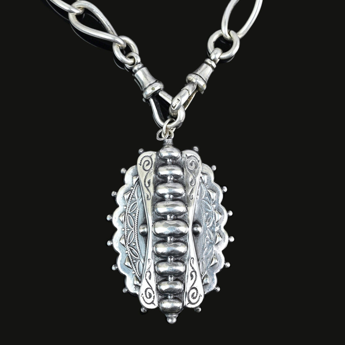 Antique Victorian Sterling Silver Large Embossed Pendant – Boylerpf