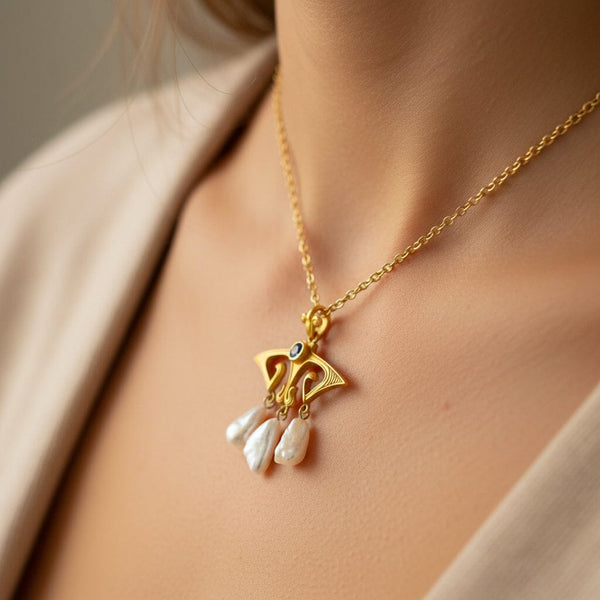 Art Nouveau 14K Gold Pearl and Sapphire Lavaliére Pendant – Boylerpf