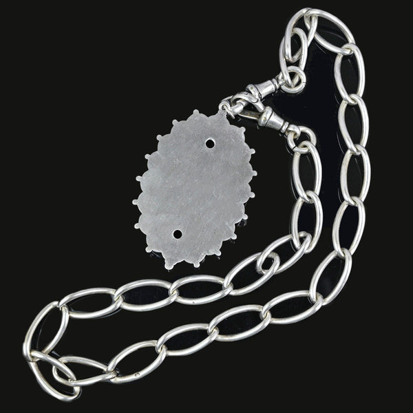 Antique Victorian Sterling Silver Large Embossed Pendant - Boylerpf