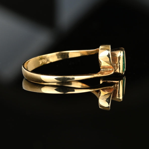 Modernist 18K Gold Bypass Solitaire Emerald Ring - Boylerpf