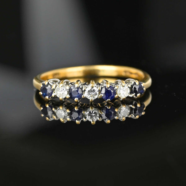 Vintage Sapphire Diamond Half Eternity Ring Band - Boylerpf