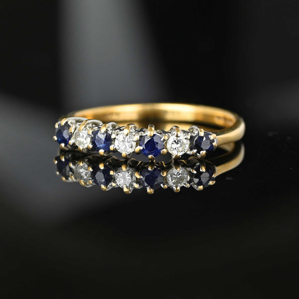 Vintage Sapphire Diamond Half Eternity Ring Band - Boylerpf