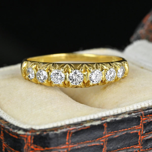 Vintage 18K Gold Seven Stone .50 CTW Diamond Ring Band - Boylerpf