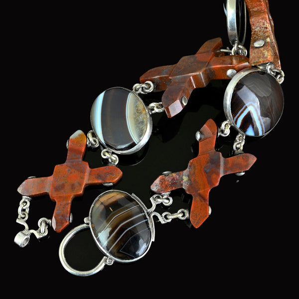 Antique Padlock Scottish Banded Agate Bracelet - Boylerpf