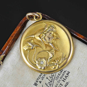 Maiden & Paste Jeweled Gold Art Nouveau Locket | Boylerpf