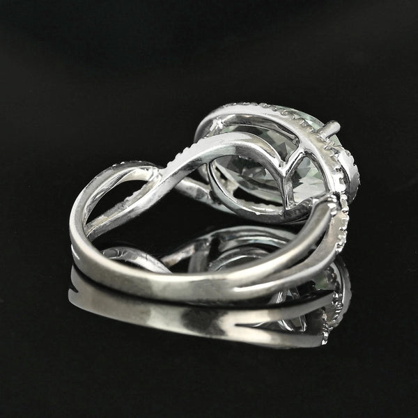 Vintage 14K White Gold Prasiolite Diamond Halo Infinity Ring