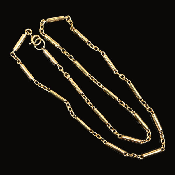 Antique Art Deco 9K Gold Bar Link Chain Necklace - Boylerpf