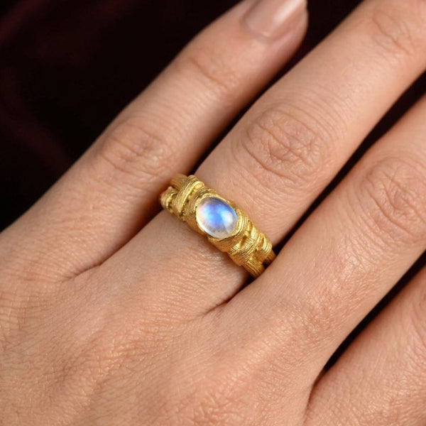 Vintage 14K Gold Blue Moonstone Ring by Charles Supplee - Boylerpf