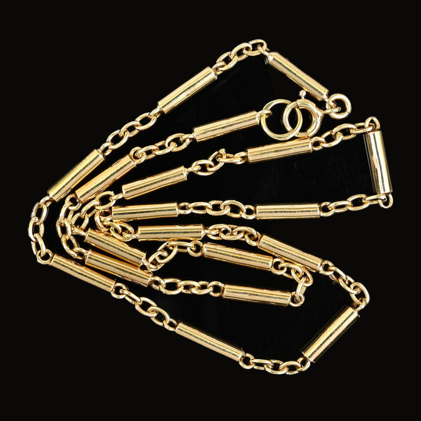 Antique Art Deco 9K Gold Bar Link Chain Necklace - Boylerpf