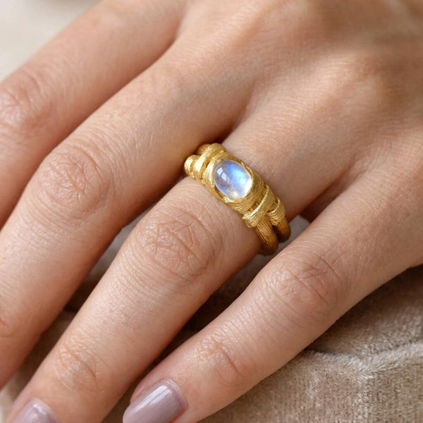 Vintage 14K Gold Blue Moonstone Ring by Charles Supplee - Boylerpf