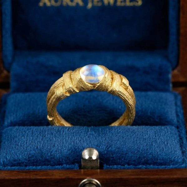 Vintage 14K Gold Blue Moonstone Ring by Charles Supplee - Boylerpf