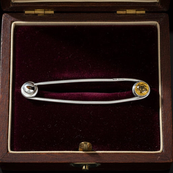 Antique Scottish Cairngorm Citrine Sterling Silver Kilt Pin