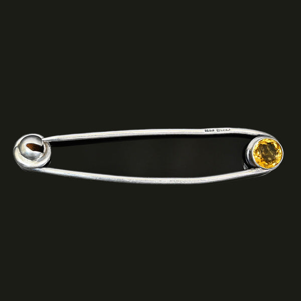 Antique Scottish Cairngorm Citrine Sterling Silver Kilt Pin