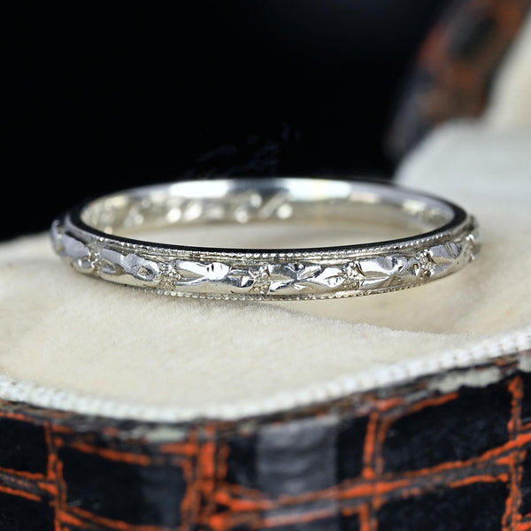 Art Deco Platinum Orange Blossom Ring Band - Boylerpf