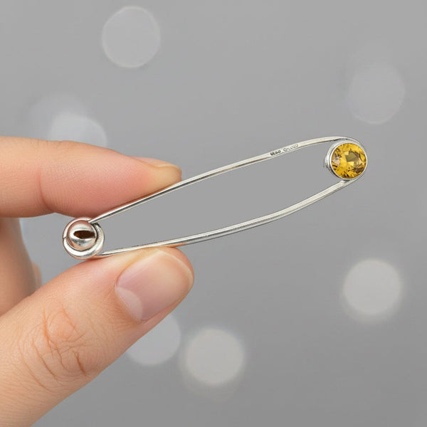Antique Scottish Cairngorm Citrine Sterling Silver Kilt Pin